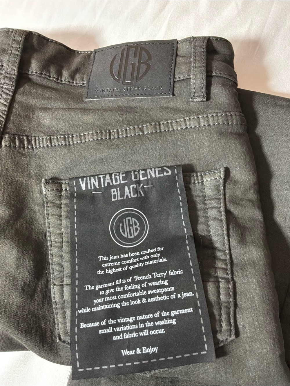 Vintage Genes Black Slim Fit Stretch Jeans Men’s Charcoal Gray 5-Pocket Denim - Picture 4 of 7